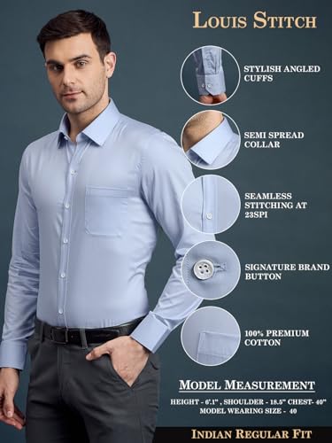 Image of LOUIS STITCH Men's Regular Fit Formal Shirts for Men (ST-S1-CF-900 (1))