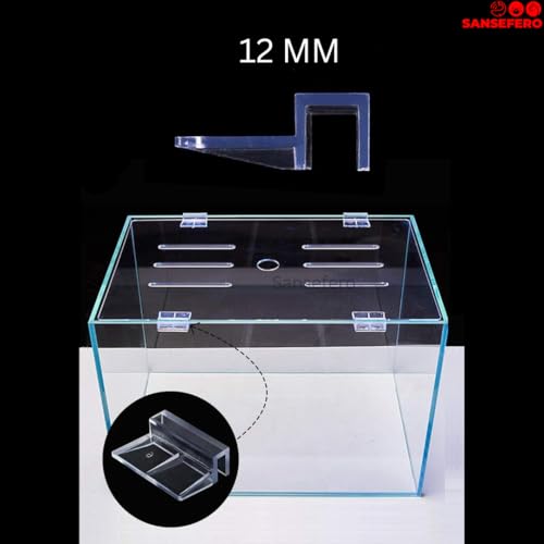 Image of SANSEFERO Premier Plants Acrylic Aquarium Fish Tank Lid Cover Support Clip Clamp for Rimless Aquarium And Glass Top, Plastic Fish Tank Cover, Aquarium Hoods (12 MM) 6 Pieces