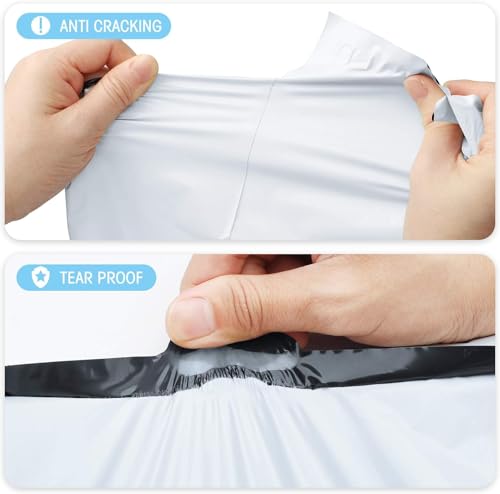 Image of Porpoise Tamper Proof Courier Bags 14 inch x 16 inch 50 Pieces White Poly Mailers Self Adhesive Shipping Bags with POD Jacket for Ecommerce Packaging Parcel Packing (50, 14 Inch * 16 Inch)