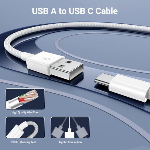 Image of UCALMA Car Carplay Cable for iPhone 17 16 15 Pro Max, 2Pack [6FT+10FT] Long USB A to USB C Cable Fast Charging, USBC Charger Cord Braided for iPhone 17 /16 /15 Pro Max /Pro /Air /Plus for iPad Pro 12.9 /11