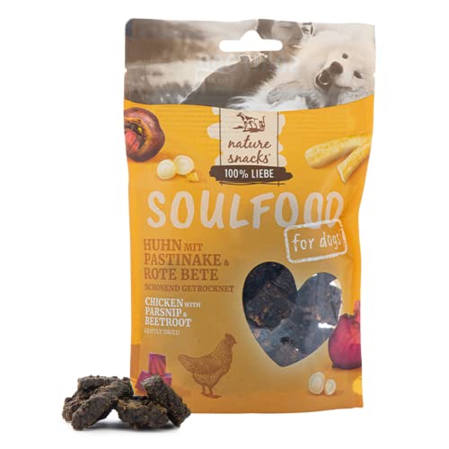 Hunde Leckerlis Nature Snacks Soulfood Brocken Huhn 6 x 130g, luftgetrocknete Hundesnacks mit Huhn, Pastinake und Rote Bete, getreidefrei und glutenfrei Cover