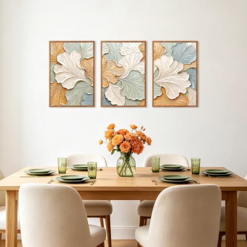 Image of CHDITB 3D Abstract Wall Art, Textured Boho Chic Ginkgo Leaf Wall Decor