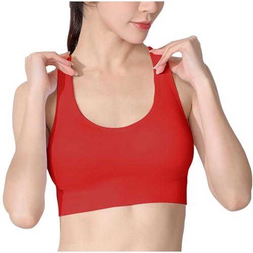 Crisscross Back Sports Bras for Women Soft Support Workout Gym Bra High Impact Breathable Fitness Yoga Tank Tops Bra Red