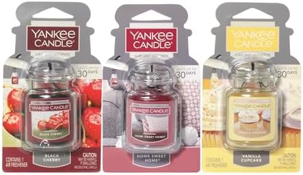 Yankee Candle Scented Car Air Freshener 3-Pack, Hanging Car Jars