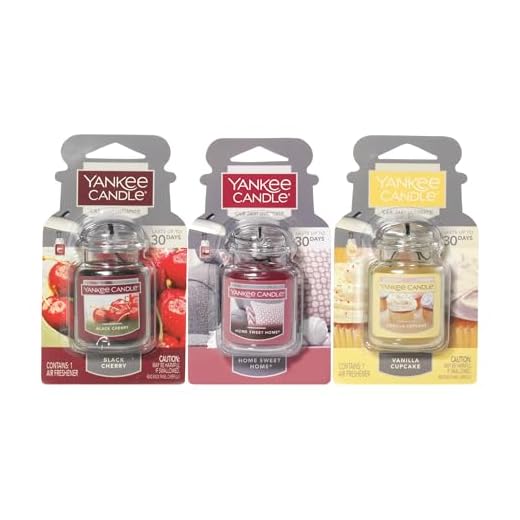 Yankee Candle Car Air Fresheners, Hanging Car Jar® Ultimate 3-Pack, Neutralizes Odors Up To 30 Days, Includes: 1 Vanilla Cupcake, Black Cherry, and 1 Home Sweet Home