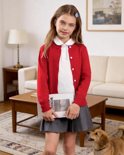 Image of Girls Cardigan Sweater School Uniforms Toddler Long Sleeve Button Knit Solid Sweaters Tops