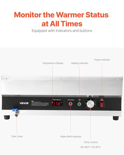 Image of VEVOR Electric Soup Warmer, Two 6.34QT Pots & Three 1 /3 Pans, Stainless Steel Commercial Food Warmer with 86~185F Adjustable Temp, 1500W Bain Marie, Soup Station for Restaurant, Buffet