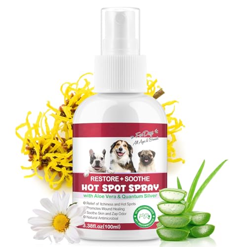 Hot Spot Itch Relief Spray - Anti-Itch Hot Spot Treatment, Pet Wound Care Spray for Skin Itchy, Irritated Skin, Allergy, Rashes, Moisturiser for Dry Skin & Itchy Ears, Skin Soother - 100ML (Dogs)