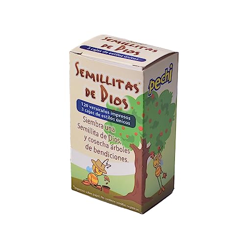 Image of Pechi Paquete de 3 cajitas de Semillitas de Dios - (Spanish Mini Bible Verses) Mini mensajitos con versiculos biblicos cada postal es un diseno distinto. (Coleccion 1-3 cajitas)
