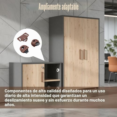 Miniatura 5 de Pack 4 Uds. Kit Ruedas Para Puertas Correderas, Con Guía Para Armarios Empotrados. Mecanismo De Rueda Sistema Mosquitera, Kit Ruedas De Alta Gama Para Gabinetes Y Puertas Correderas,