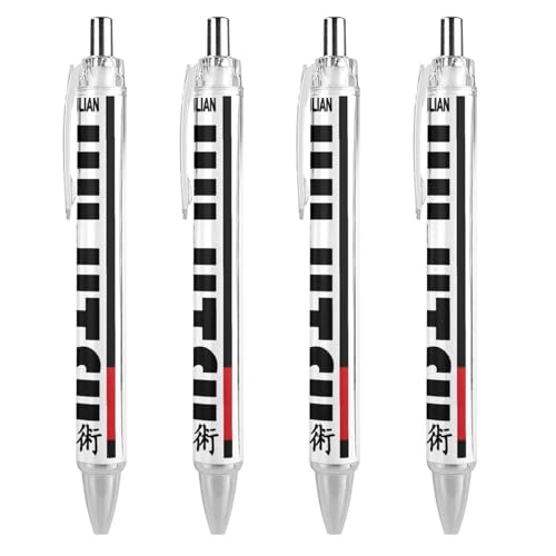 Bolígrafos retráctiles divertidos de Jiu Jitsu de 0,5 mm para notas y apuntes, 4 uds