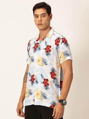 Image of Thomas Scott Men's | Floral | Half Sleeve | Slim Fit | Cotton Rayon | Cuban Collar | Casual Shirt