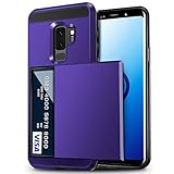 Galaxy S9 Plus Case, Anuck Shockproof Galaxy S9 Plus Wallet Case Card Pocket Anti-scratch Hard Shell Soft Rubber Bumper Protective Cover with Card Holder Slot for Samsung Galaxy S9 Plus - Purple