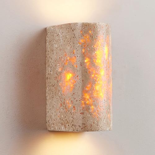 Aplique de Pared WABI-sabi, lámpara de Pared LED de travertino de 9 W, lámpara de Pared para Dormitorio, Comedor, Escalera
