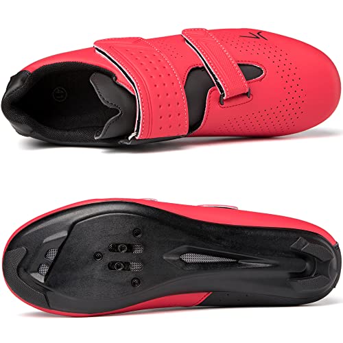 Ultiant Mens Womens Cycling Shoes Compatible With Peloton & Look Delta/Spd Cleats Peloton Bicycle Shoes Road Bike Riding Shoes(Red,42) #TOP1