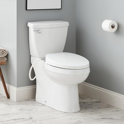 Signature Hardware 481680 Bradenton 1.28 GPF Two Piece Elongated Toilet - Bidet Seat Included, ADA Compliant - White