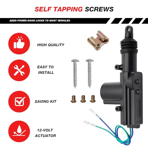 4Piece 12V Universal Door Lock Actuator, Power Door Lock Actuators, 2 Wire Automotive Door Lock Actuator Kit(Black)