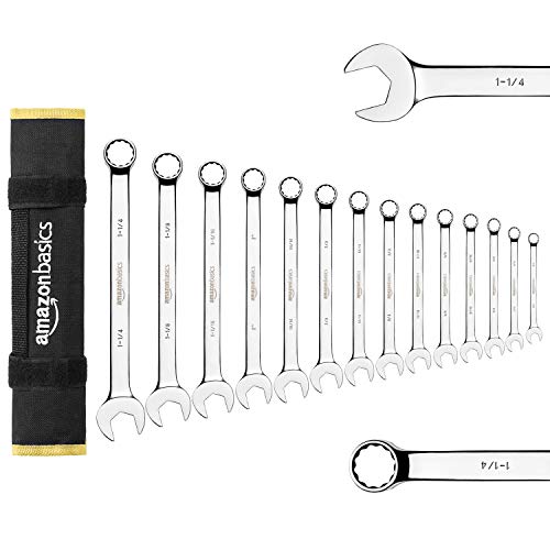 Amazon Basics V-Groove Combination Wrench Set - SAE, 14-Piece