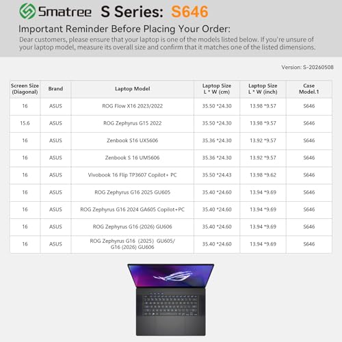 Image of Smatree SlimPro Laptop Case for 16 inch ASUS Vivobook 16 Flip TP3607
