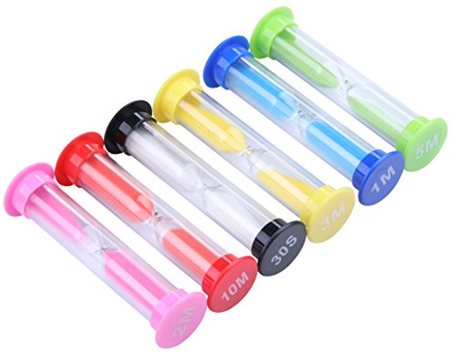 I-Mart Plastic Sand Timer Sandglass Hourglass Sand Clock Timer 30 Sec, 1 Min, 2 Mins, 3 Mins, 5 Mins, 10 Mins (Pack Of 6) #TOP1