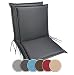Produktbild sunnypillow 2er Set Gartenstuhlauflagen | 100 x 50 | extra dick 9cm | Niedriglehner Auflagen waschbar wasserdicht | Polsterauflagen Outdoor Stuhlauflagen Polster Sitzkissen Gartenstuhl | Anthrazit |