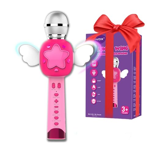 Kinder Karaoke Mikrofon mit Bluetooth, LED Lichtern und Stimmenveränderung Kinder von 3 bis 6 Jahren