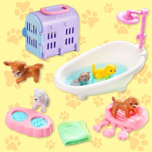 Image of Carolart Pet Sensory bin,Dog and Cat Sandbox for Kids,Kids Play Sand Kit,Pet Play Set with Sensory Sand,Pet Care Play Set,Role Pretend Play Beach Toy Birthday Gift for Girls Boys 3 4 5 6 Years Old