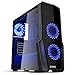Empire Gaming - PC-Gehäuse Gaming Warfare Schwarz LED-Leuchte Blau: USB 3.0, 3 Lüfter LED-Leuchte 120 mm, Seitenwand Transparent/Schwarz- ATX / mATX / mITX
