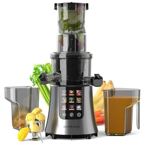 Cold Press Juicer Machines, 2-in-1 Masticating Juicer for Juice & Ice Cream, 200W Touchscreen Slow Juicer Extractor with 3.2" Feed Chute for Fruits and Vegetables, Easy to Clean with Brush Cover