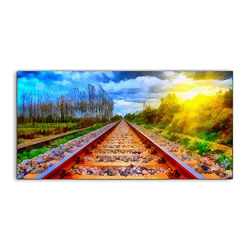 Art mural verre trempé 140x70cm photo paysage crépuscule haute définition