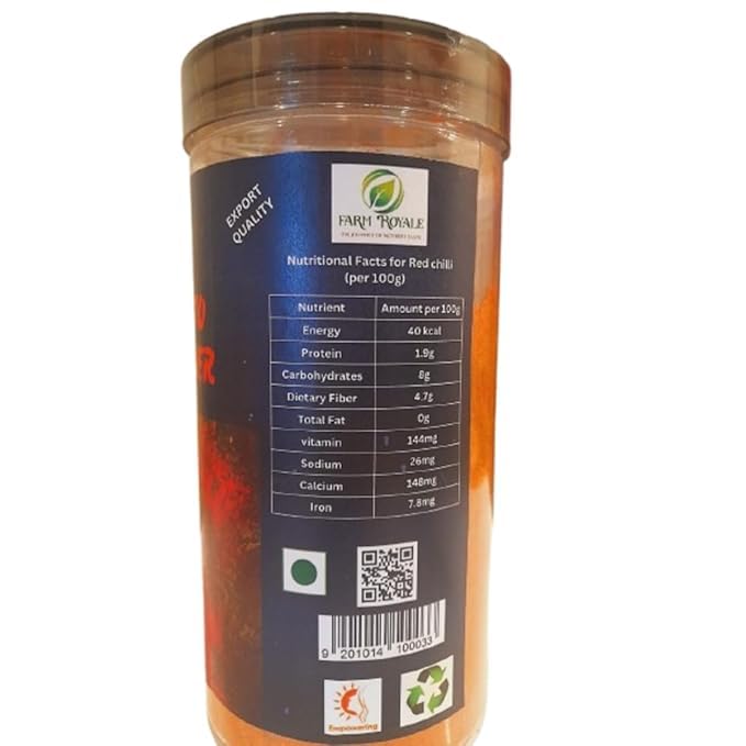 Farm Royale Kashmiri (Tomato) Red Chilli(Lal Mirch) Powder-5KG ||100% Pure and Natural||Handpicked Material||Export quality