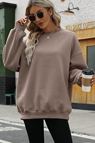 Trendy Queen Sweatshirts For Women Hoodies Oversized Crewneck Tops Sweaters Comfy Fall Winter Outfits Clothes 2024 Fashion Coffeegrey L thumb #3