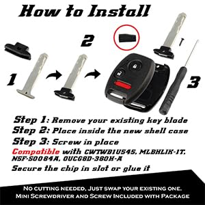 2 Key Fob Case Shell for Honda Accord Civic CR-V & More (Swap Your Original Blade)