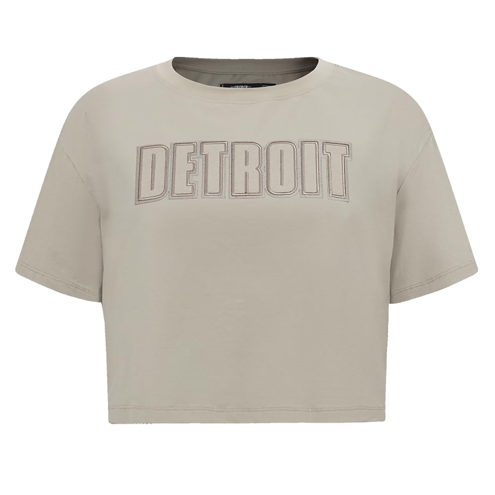 Pro Standard Womens NFL Detroit Lions Neutral Short Sleeve Boxy Tee Taupe M