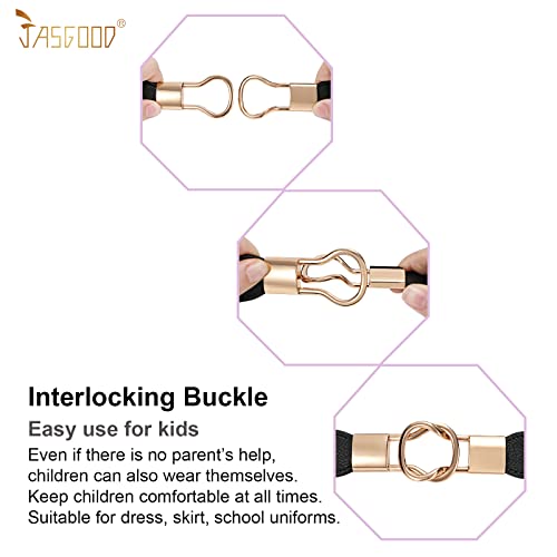 JASGOOD Kids Skinny Elastic Stretch Belts for girls with Easy Buckle Toddler School Uniform Dress Belts4
