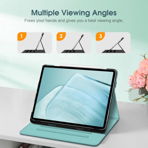 Image of Fintie Folio Stand Case for iPad Air 13-inch M4 /M3 /M2 (2026 /2025 /2024) | Multiple Viewing Angles, Pencil Holder & Storage Pocket, Drop Protection, Pencil Charging, Auto Sleep /Wake, Blossom