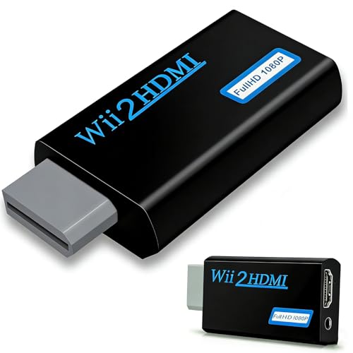 Powice Wii HDMI Adapter Wii Adapter HDMI, adaptador para Wii a TV, 720/1080P Wii a HDMI adaptador para Wii Monitor Beamer TV (negro)