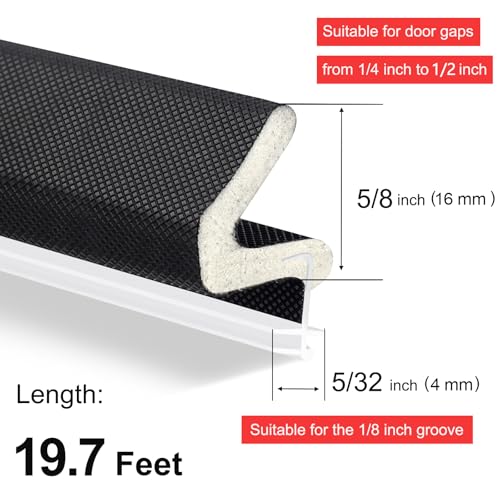Image of Extra Long Kerf Weather Stripping Door Seal for Large Gaps and Easy Installation (19.7FT, Black)