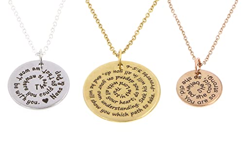DistinctlyIvy Spiral Quote Necklace - Mantra Personalized Phrase Jewelry - Book Song Lyric Scripture Verse - DGR-152025mm