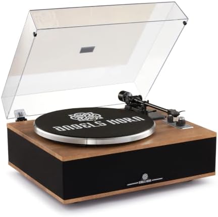 ANGELS HORN Vinyl Record Player, Bluetooth Turntable with 4 Stereo Speakers, High Fidelity Turntables for Vinyl Records with Magnetic Cartridge, Built-in Phono Preamp, Belt Drive 2-Speed, AT-3600L