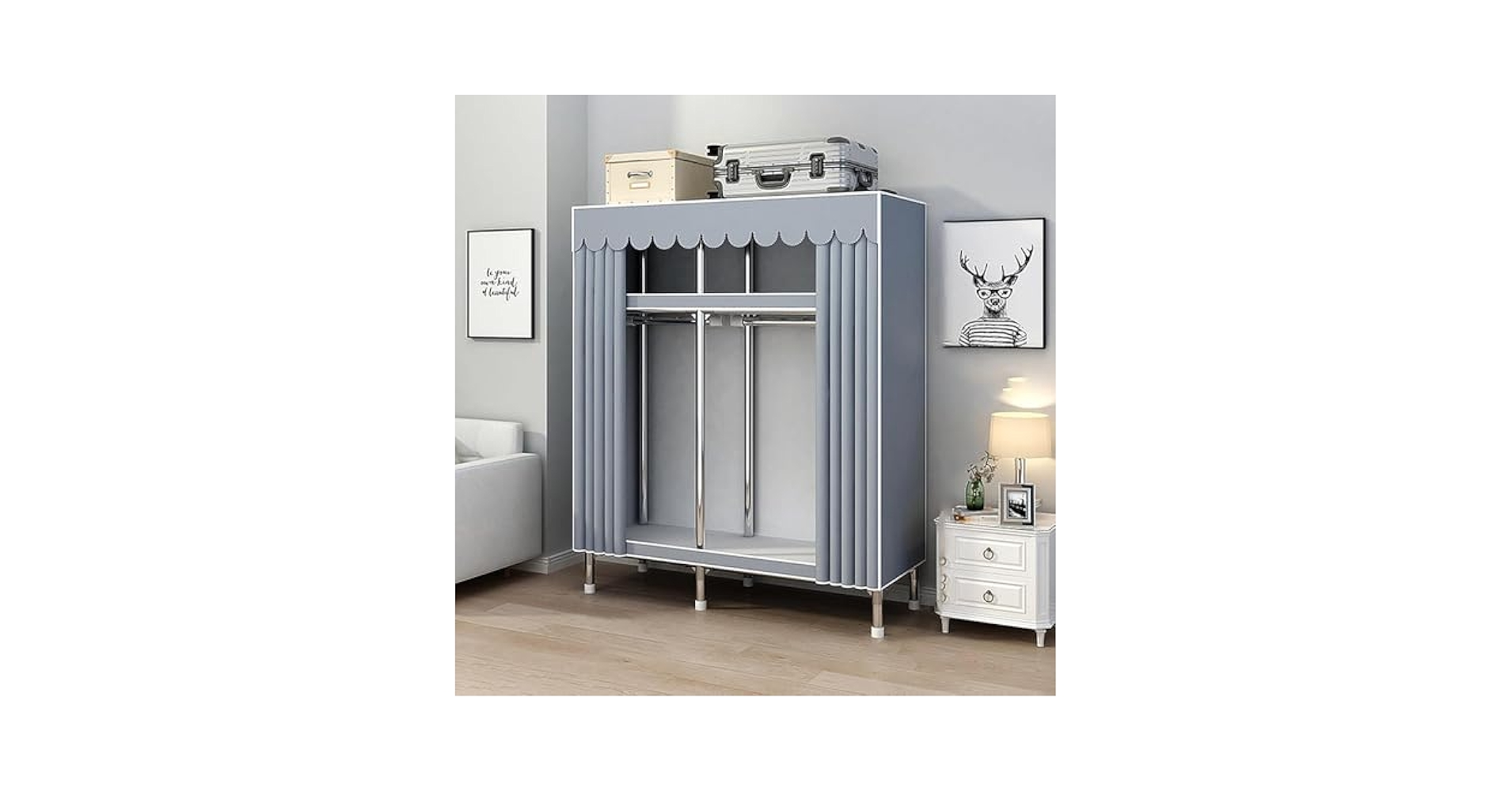 Amazon｜ワードローブクローゼット 洋服ダンス カバー付き衣類