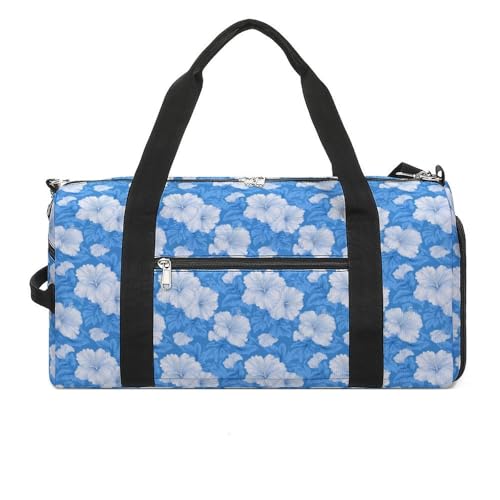 Cute Hibiscus Flower Print Gym Bag Travel Duffle Bags Carry On Tote Weekender Bag Suitable for Men Women