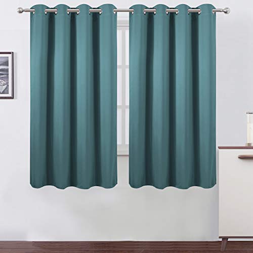 Image of LEMOMO Sea Teal Thermal Blackout Curtains /52 x 72 Inch /Set of 2 Panels Room Darkening Curtains