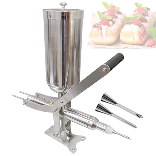 Máquina de llenado manual de rosquillas, fabricante comercial de acero inoxidable, capacidad de 5 litros, tubos de llenado cortos para panadería