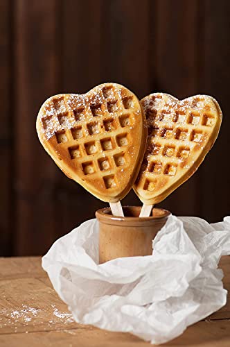 Bestron Waffeleisen für Herzwaffeln am Stiel, inkl. Holzstäbchen 1x 60 Stück, Farbe Gerät: Gelb – Bild 8