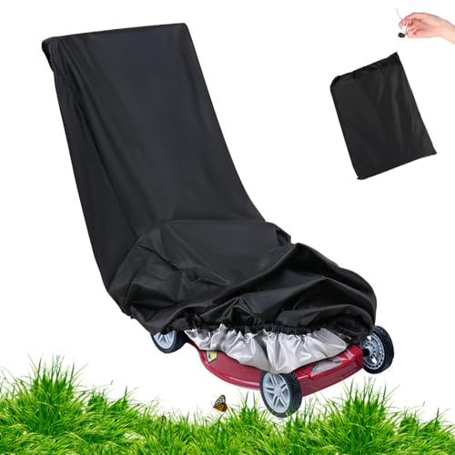 TNOMSNO Cubierta para cortacésped para exterior impermeable 420D, 195 x 112 x 66 cm, cubierta impermeable para cortacésped, funda Oxford con cordón y bolsa de almacenamiento