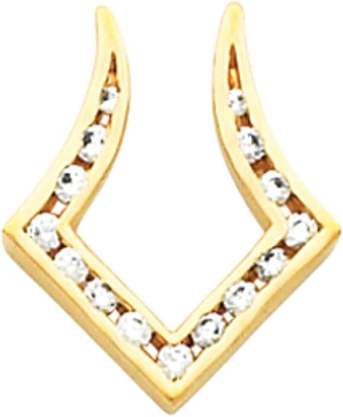 18k Rose Gold Round Shape Pendant Enhancer Fine Jewelry for Women Gifts for Her (Mounting Only, Not All Stones Included, 19x16mm)