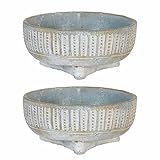 LOLAhome Set de 2 maceteros Jardinera de Cemento Grises de Ø 20x9 cm