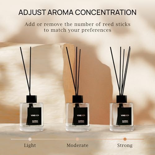 VINEVIDA Reed Diffuser for Home & Bathroom | Long-Lasting Scent Sticks Set | Oil Stick Diffuser | Bathroom Scent - Room Fragrance No. 3100 - Inspired by: Tobacco and Vanilla - Thumbnail 2