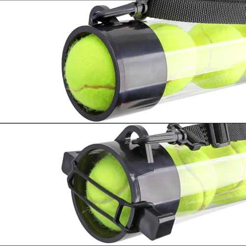 Hiceeden 2 Pack Tennis Ball Pick Up Tube with Strap, Tennis Ball Tube Picker Grabber, Tennis Ball Hopper Collector Tube for Retrieving Ball, Holds 18 Balls, Clear